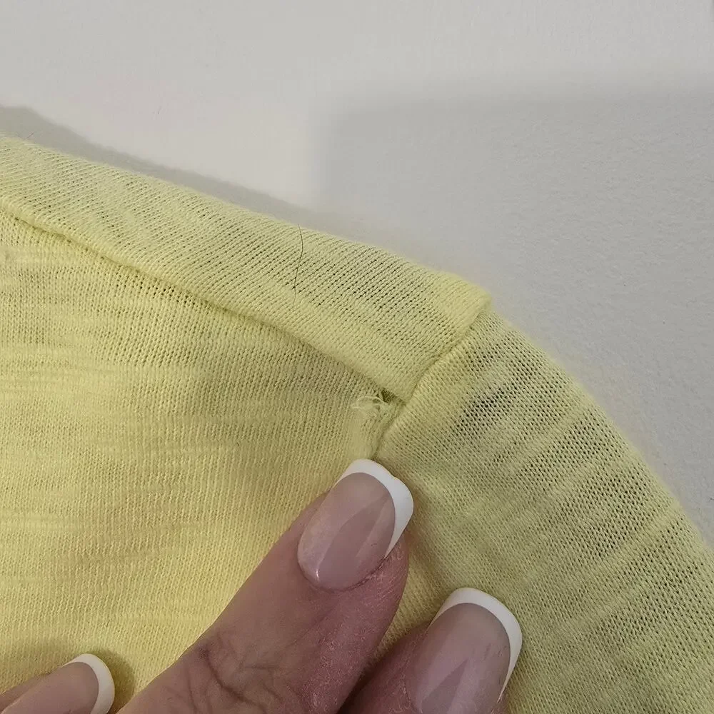 Talbots Petite Sequin Flamingo Tee Shirt Yellow Casual Beach Vacation Size LP - Picture 5 of 8